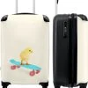 NoBoringSuitcases.com® Kinderkoffer - Trolley Op Wieltjes - Kuiken - Skateboard - Blauw - Kinderen - Dieren - Reiskoffer Kinderen - Past Binnen 55x40x20 Cm En 55x35x25 Cm - Fotokoffer