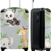NoBoringSuitcases.com® Koffer - Jungle - Panda - Olifant - Giraffe - Kinderen - Past Binnen 55x40x20 Cm En 55x35x25 Cm - Handbagage - Trolley - Fotokoffer - Cabin Size - Print