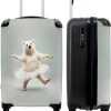 NoBoringSuitcases.com® Koffer - IJsbeer - Rok - Wit - Portret - Dieren - Trolley Op Wieltjes - Reiskoffer - Past Binnen 55x40x20 Cm En 55x35x25 Cm - Fotokoffer