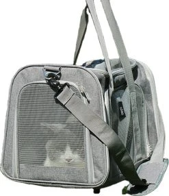 Merkloos - Reistas - Carrier - Transporttas - Huisdiertas Schoudertas - Huisdier Kat Vervoer - Kattentas Hondendraagtas Transport Meenemen Vakantie - Hondendrager - Kat - Hond - Grijs