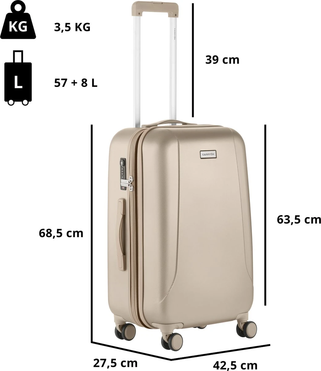 CarryOn Skyhopper Reiskoffer – 68.5cm TSA Trolley Met Expander En OKOBAN - Champagne 10 CarryOn Skyhopper Reiskoffer – 68.5cm TSA Trolley Met Expander En OKOBAN - Champagne - Afbeelding 10