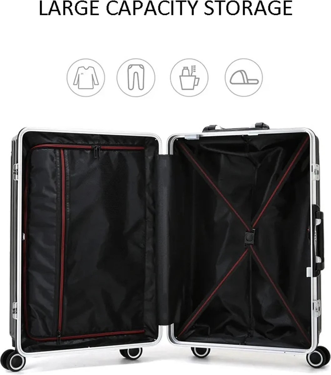 Design Handbagage Reiskoffer 20'', 50.8 Cm Cabinbag, Spinner , Aluminium Magnesium Alloy Frame Koffer, (LIGHT GRIJS) 4 Design Handbagage Reiskoffer 20'', 50.8 Cm Cabinbag, Spinner , Aluminium Magnesium Alloy Frame Koffer, (LIGHT GRIJS) - Afbeelding 4