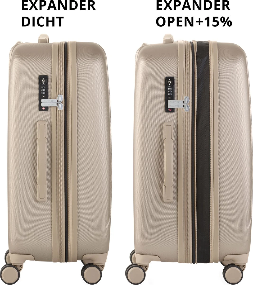 CarryOn Skyhopper Reiskoffer – 68.5cm TSA Trolley Met Expander En OKOBAN - Champagne 3 CarryOn Skyhopper Reiskoffer – 68.5cm TSA Trolley Met Expander En OKOBAN - Champagne - Afbeelding 3