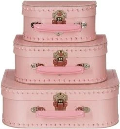 Merkloos Geboorte Kraamcadeau Meisje Koffertje Lichtroze 16 Cm - Babyshower En Kraamcadeaus