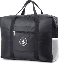 Merkloos Duurzame Reistas Voor Weekendjes Weg - Waterdicht - Met Handige Insteekvakken - Zwart