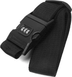 Merkloos Pakket Van 2x Stuks Kofferriemen/bagageriemen Met Cijferslot 200 Cm - Kofferspandband Zwart