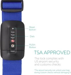 Navaris Kofferriem Met TSA Cijferslot En Adreslabel - Bagageriem - Kofferband - Luggagestrap - Blauw - Aanpasbaar Tot 400 Cm -Bagage En Reistassen 1133x1200 7