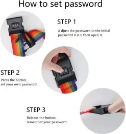 Kofferriem Met Naam En Adres Labels | Kofferband | BagageRiem |Bagageband | 180CM | Regenboog | 3-cijfer Slot | 2 Gratis Naamplaatjes Erbij | Bagagelabel | -Bagage En Reistassen 1133x1200 8