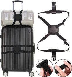 UNRL® Kofferriem - Elastische Bagageriem - Verstelbaar 60 * 170 - Bevestigingselastiek Voor Handbagage - Zwart