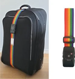Kofferriem Met TSA Cijfer Slot - Bagage Riem - Luggage Strap - 200 Cm - Regenboog - Regenboog - 1 Stuk