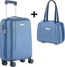 CarryOn Skyhopper Handbagage En Beautycase - 55cm TSA Trolley En Make-up Koffer - Blauw -Bagage En Reistassen 1161x1200