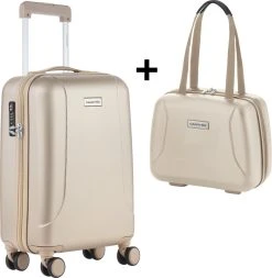 CarryOn Skyhopper Handbagage En Beautycase - 55cm TSA Trolley En Make-up Koffer - Champagne -Bagage En Reistassen 1173x1200