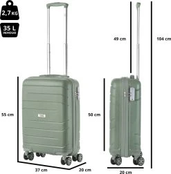 TravelZ Big Bars Handbagagekoffer 55cm Met TSA-slot - Ultrasterk - Olijf -Bagage En Reistassen 1175x1200