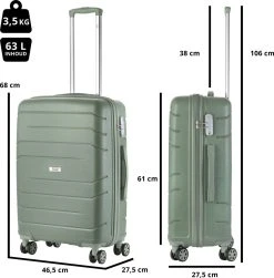 TravelZ Big Bars Reiskoffer 68 Cm Met Dubbele Wielen - Trolley Koffer Met TSA-slot - Olijf -Bagage En Reistassen 1183x1200 3