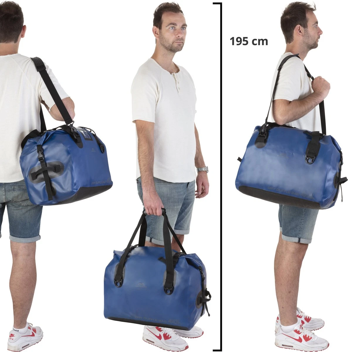Dutch Mountains Reistas 40ltr – Waterdichte Duffelbag – Sporttas – Travelbag - Roll-top Sluiting – Blauw 2 Dutch Mountains Reistas 40ltr – Waterdichte Duffelbag – Sporttas – Travelbag - Roll-top Sluiting – Blauw - Afbeelding 2