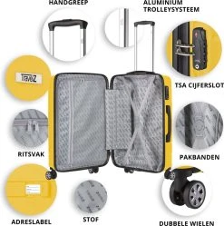 TravelZ Big Bars Reiskoffer 68 Cm Met Dubbele Wielen - Trolley Koffer Met TSA-slot - Geel -Bagage En Reistassen 1192x1200 3