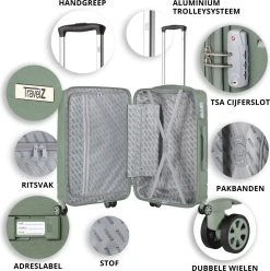 TravelZ Big Bars Reiskoffer 68 Cm Met Dubbele Wielen - Trolley Koffer Met TSA-slot - Olijf -Bagage En Reistassen 1193x1200 5