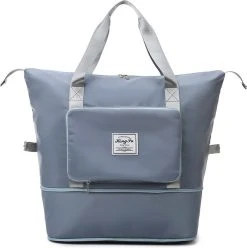 Merkloos Opvouwbare Handbagage Reistas – Opvouwbaar Tot 28 X 18 Cm – Blauw