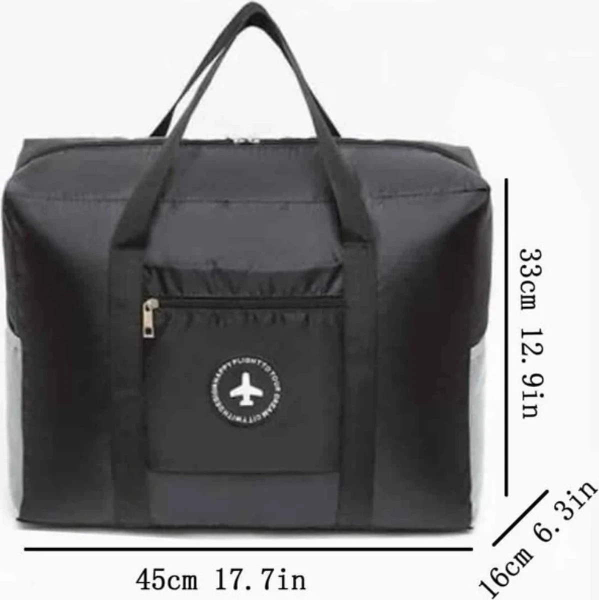 Merkloos Reistas - Handbagage Tas - Opvouwbaar - Zwart - Travelbag 2 Merkloos Reistas - Handbagage Tas - Opvouwbaar - Zwart - Travelbag - Afbeelding 2