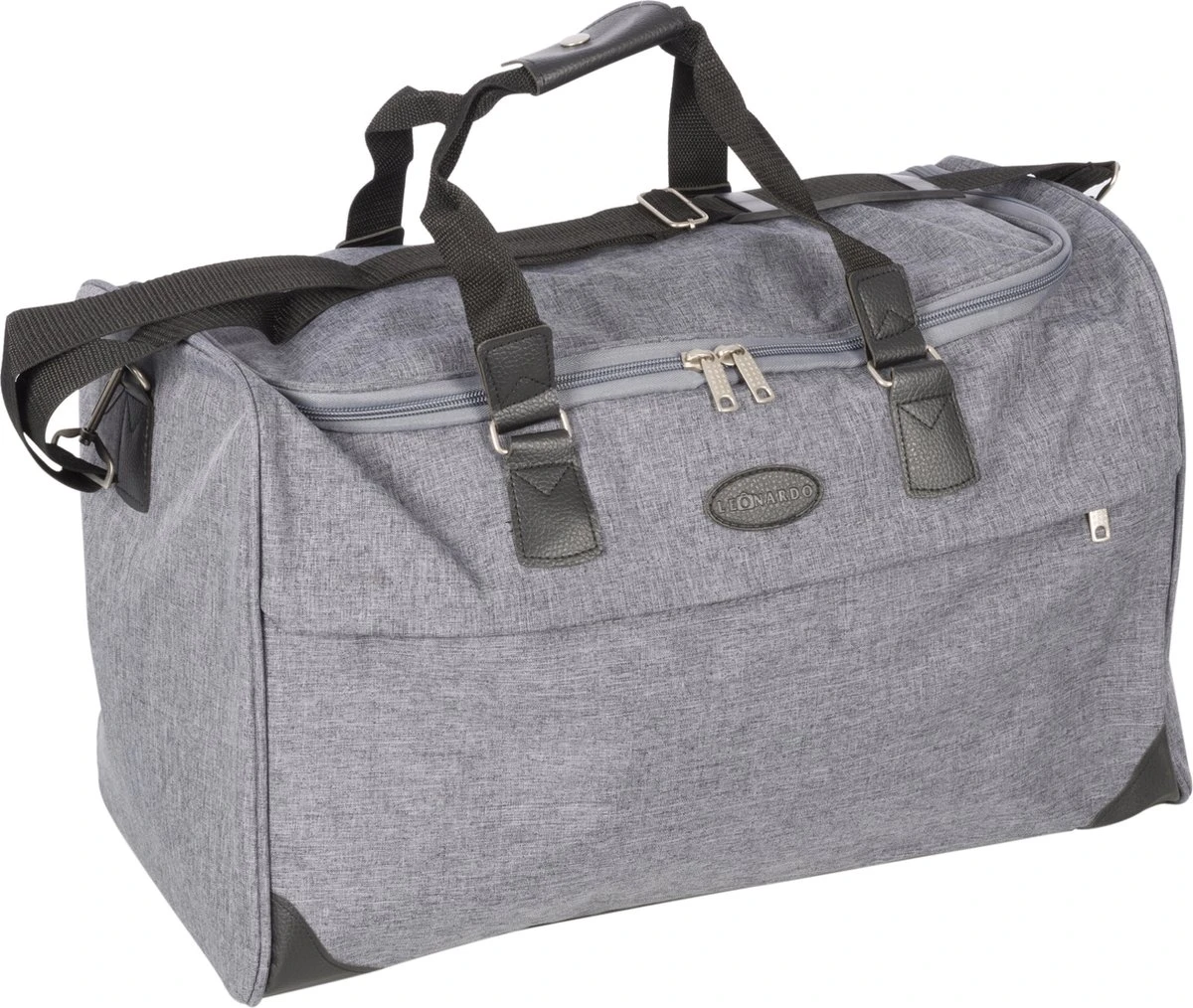 Reistas Deluxe - Weekendtas 48 Liter - Luxe Reistas Grey Leonardo 1 Reistas Deluxe - Weekendtas 48 Liter - Luxe Reistas Grey Leonardo