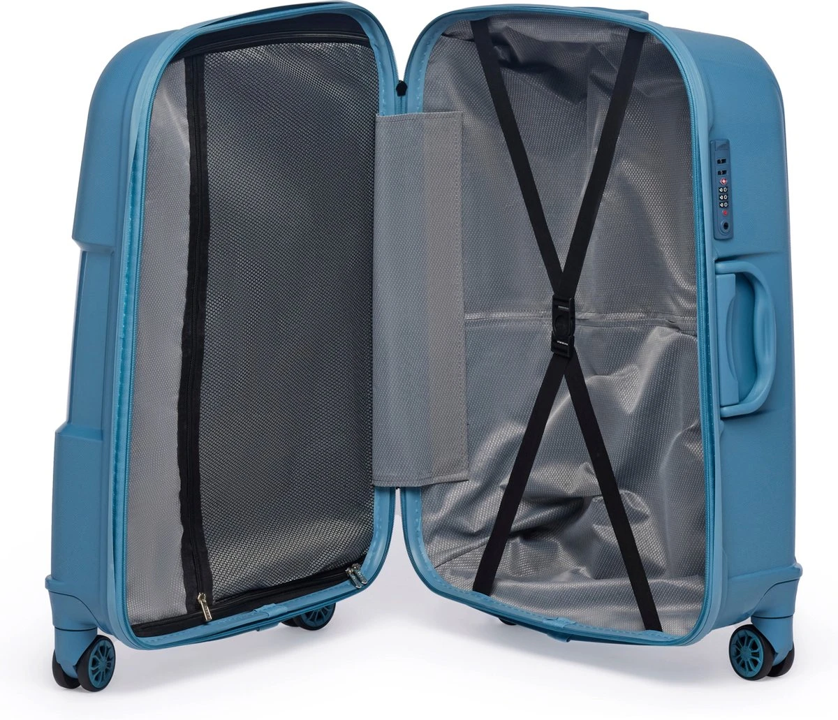 ©TROLLEYZ - Venice No.10 - Reiskoffer - 69cm Met TSA Slot - Dubbele Wielen - 360° Spinners - 100% Polypropyleen - Reiskoffer In Ice Blue 4 ©TROLLEYZ - Venice No.10 - Reiskoffer - 69cm Met TSA Slot - Dubbele Wielen - 360° Spinners - 100% Polypropyleen - Reiskoffer In Ice Blue - Afbeelding 4