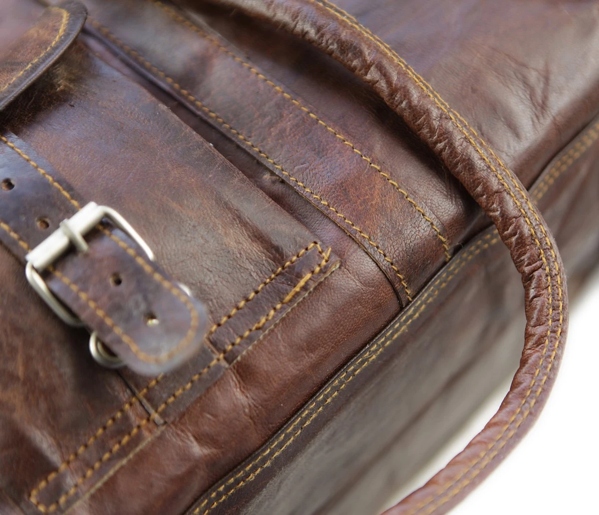 Duffeltas Weekendtas 50 X 24 X 24 Cm - Echte Leder - Cognac Bruin Leder – Reistas - Sporttas 2 Duffeltas Weekendtas 50 X 24 X 24 Cm - Echte Leder - Cognac Bruin Leder – Reistas - Sporttas - Afbeelding 2