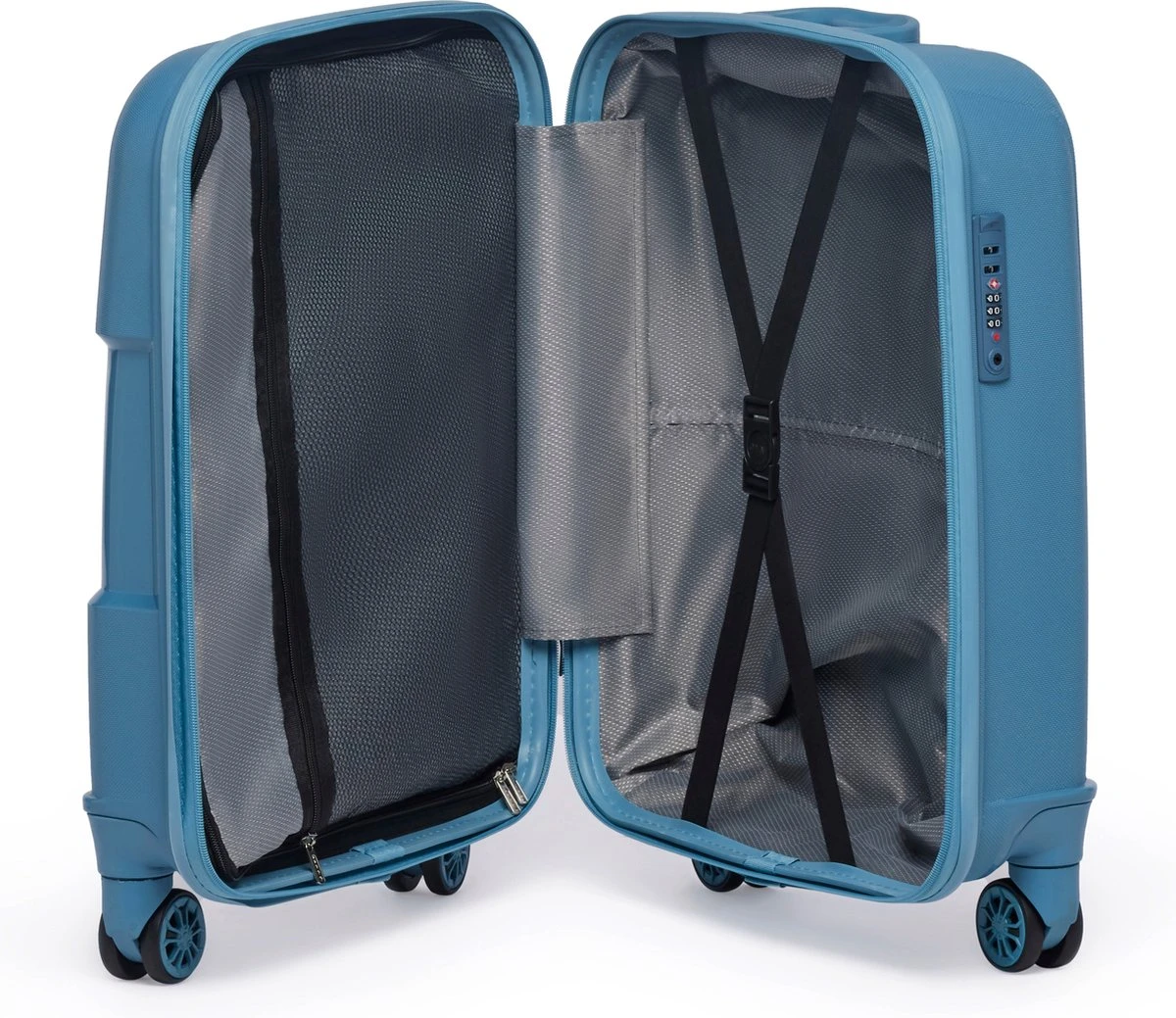 ©TROLLEYZ - Venice No.10 - Trolley - 55cm Met TSA Slot - Dubbele Wielen - 360° Spinners - 100% Polypropyleen - Handbagage Koffer In Ice Blue 4 ©TROLLEYZ - Venice No.10 - Trolley - 55cm Met TSA Slot - Dubbele Wielen - 360° Spinners - 100% Polypropyleen - Handbagage Koffer In Ice Blue - Afbeelding 4