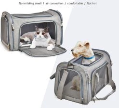 Merkloos - Reistas - Carrier - Transporttas - Huisdiertas Schoudertas - Huisdier Kat Vervoer - Kattentas Hondendraagtas Transport Meenemen Vakantie - Hondendrager - Kat - Hond - Grijs -Bagage En Reistassen 1200x1085 1