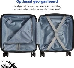 CabinMax Handbagage Koffer - Trolley 30L - Harde Reiskoffer - 45x36x20cm - Lichtgewicht - Groot Capaciteit - Zwart -Bagage En Reistassen 1200x1111 3