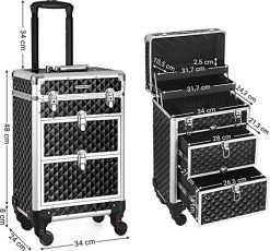Cosmetic Case Trolley - Professionele Make-up Case - Kapperskoffer Met 4 Uitneembare Wielen -Bagage En Reistassen 1200x1116