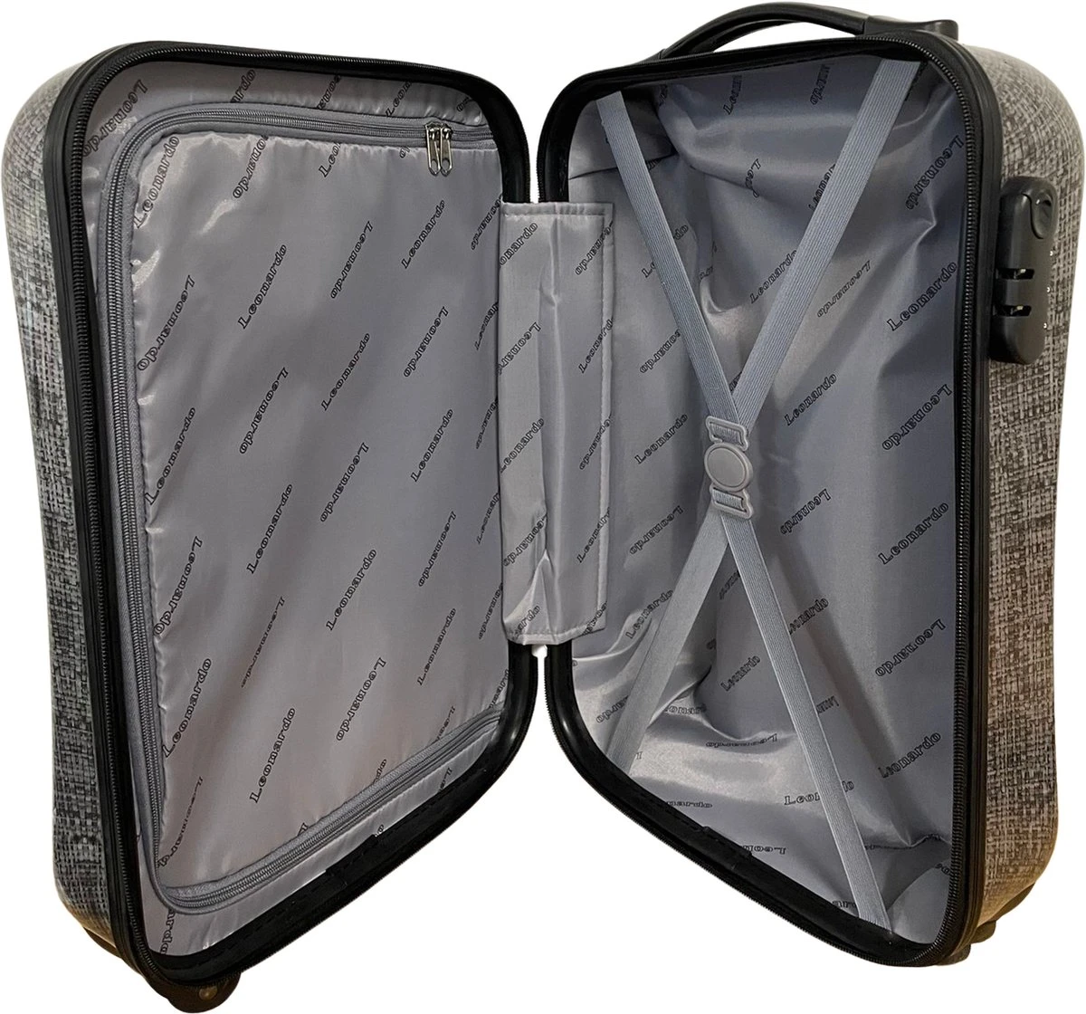 Leonardo Handbagage Koffer 51x31x20 - Hardcase - Cijferslot - Reiskoffer - Lichtgewicht Koffer - Grey 7 Leonardo Handbagage Koffer 51x31x20 - Hardcase - Cijferslot - Reiskoffer - Lichtgewicht Koffer - Grey - Afbeelding 7