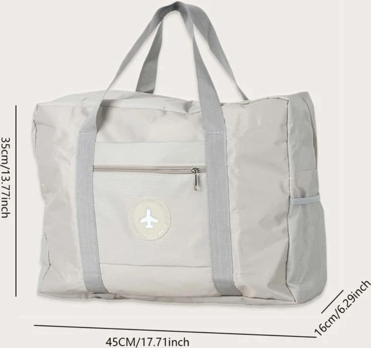 Merkloos Reistas - Handbagage Tas - Opvouwbaar - Beige - Off White - Travelbag 2 Merkloos Reistas - Handbagage Tas - Opvouwbaar - Beige - Off White - Travelbag - Afbeelding 2