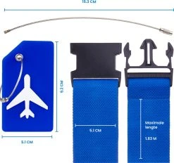 YONO Kofferriem Met Kofferlabel - 2 Kofferband En 2 Bagagelabel - Dubbele Bagage Riem Verstelbaar - 4 Pack - Blauw -Bagage En Reistassen 1200x1126 5