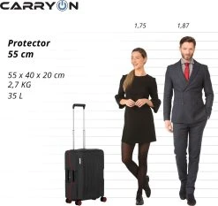 CarryOn Protector Luxe Handbagage Koffer - Trolley 55cm Met TSA-slot En Clipsluiting - Zwart -Bagage En Reistassen 1200x1130