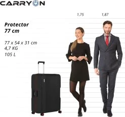 CarryOn Protector Luxe Grote Reiskoffer - Trolley 77cm Met TSA-klikslot - Ultrasterk - Zwart -Bagage En Reistassen 1200x1130 5