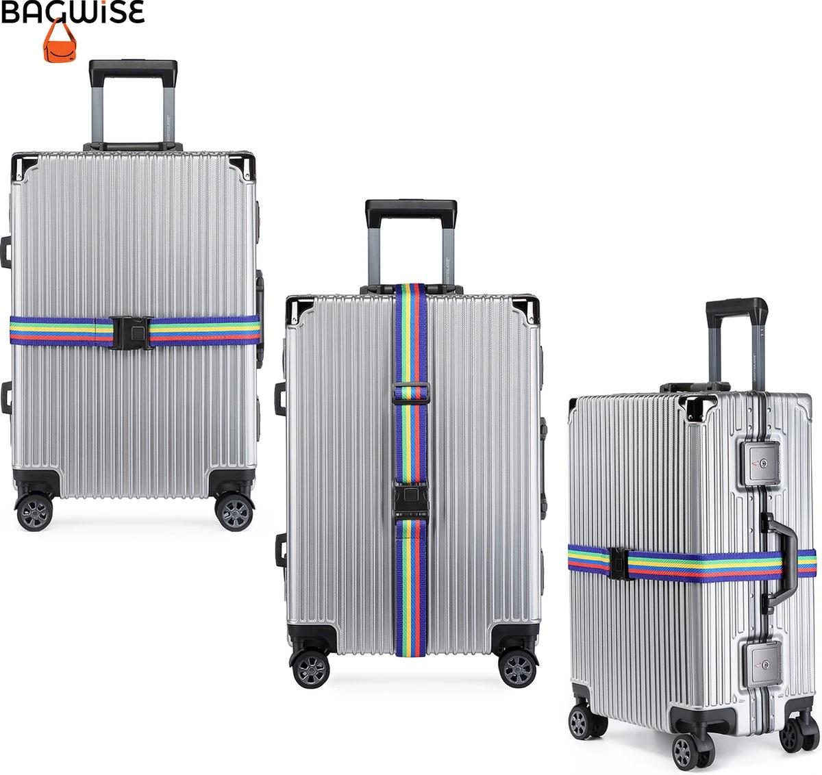 2 X Kofferriem - Bagage Band - Luggage Belt - Bagage Gordel - Met SlideLock En Adreslabel - Afstelbaar - 200 Cm X 5 Cm - Rainbow 6 2 X Kofferriem - Bagage Band - Luggage Belt - Bagage Gordel - Met SlideLock En Adreslabel - Afstelbaar - 200 Cm X 5 Cm - Rainbow - Afbeelding 6