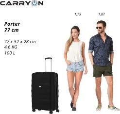 CarryOn Porter ® Reiskoffer - 77cm Trolley Met TSA-slot - 100 Ltr - OKOBAN Registratie - Zwart -Bagage En Reistassen 1200x1140 5