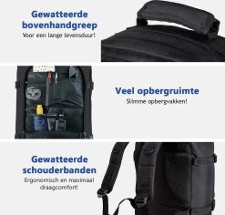 CabinMax Metz Reistas – Handbagage 20L – Rugzak – Schooltas - 40x25x20 Cm – Compact Backpack – Lichtgewicht – Zwart -Bagage En Reistassen 1200x1145 4