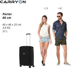 CarryOn Porter ® Reiskoffer - 66cm Trolley Met TSA-slot - OKOBAN Registratie - Zwart -Bagage En Reistassen 1200x1147