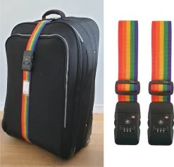 Kofferriem Met TSA Cijfer Slot - Bagage Riem - Luggage Strap - 200 Cm - Regenboog - 2 Stuks