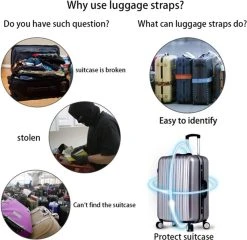 UNRL® Kofferriem - Elastische Bagageriem - Verstelbaar 60 * 170 - Bevestigingselastiek Voor Handbagage - Zwart -Bagage En Reistassen 1200x1167 5