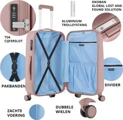 CarryOn Skyhopper Reiskoffer - 78cm TSA Trolley Met OKOBAN - Dubbele Wielen - Old Pink -Bagage En Reistassen 1200x1169 14