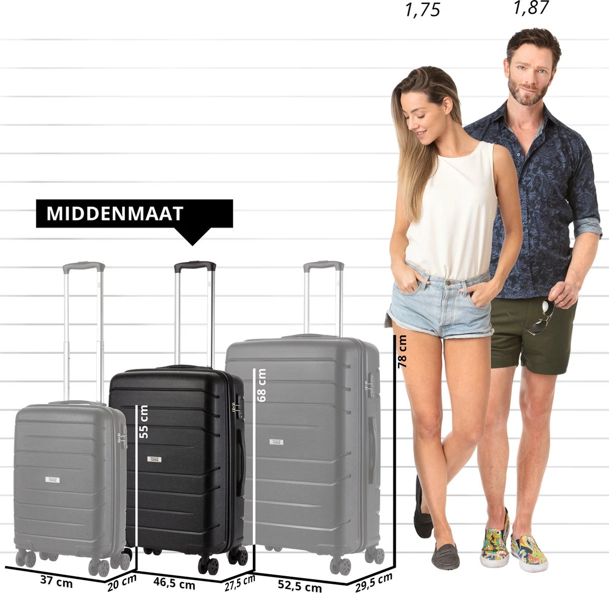 TravelZ Big Bars Reiskoffer 68 Cm Met Dubbele Wielen - Trolley Koffer Met TSA-slot - Zwart 2 TravelZ Big Bars Reiskoffer 68 Cm Met Dubbele Wielen - Trolley Koffer Met TSA-slot - Zwart - Afbeelding 2