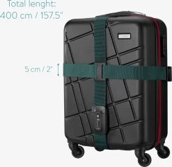 Navaris Kofferriem Met TSA Slot - Bagageriem Met Adreslabel En Cijferslot - Verstelbaar Tot 400 Cm - Groen -Bagage En Reistassen 1200x1170 4