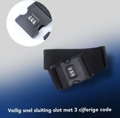 Kofferriem Met Naam En Adres Labels | Kofferband | BagageRiem | Bagageband | 180 CM | Zwart | 3-cijfer Slot | 2 Gratis Naamplaatjes Erbij | Bagagelabel | -Bagage En Reistassen 1200x1170 5