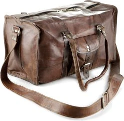 Duffeltas Weekendtas 50 X 24 X 24 Cm - Echte Leder - Cognac Bruin Leder – Reistas - Sporttas