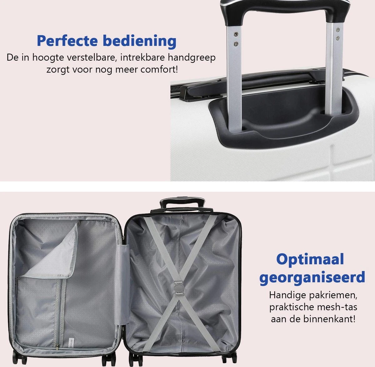 CabinMax Velocity Handbagage Koffer - Uitbreidbaar Trolley 44L - Harde Reiskoffer - 55x40x20/25 Cm - Lichtgewicht - Groot Capaciteit - Wit 5 CabinMax Velocity Handbagage Koffer - Uitbreidbaar Trolley 44L - Harde Reiskoffer - 55x40x20/25 Cm - Lichtgewicht - Groot Capaciteit - Wit - Afbeelding 5