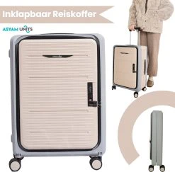 Asyam Units- Handbagage- Invouwbaar- Koffer- Koffer 38L- Spinner Wielen- TSA Slot- Lichtgewicht- Khaki