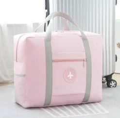 Merkloos Opvouwbare Reistas Roze - Opbergtas - Weekendtas - Reistas Voor Handbagage - Opvouwbare Reistassen Dames - Reistas Voor Op Koffer - Dames Tas - Damestas - Tas Voor Reizen - Sporttas