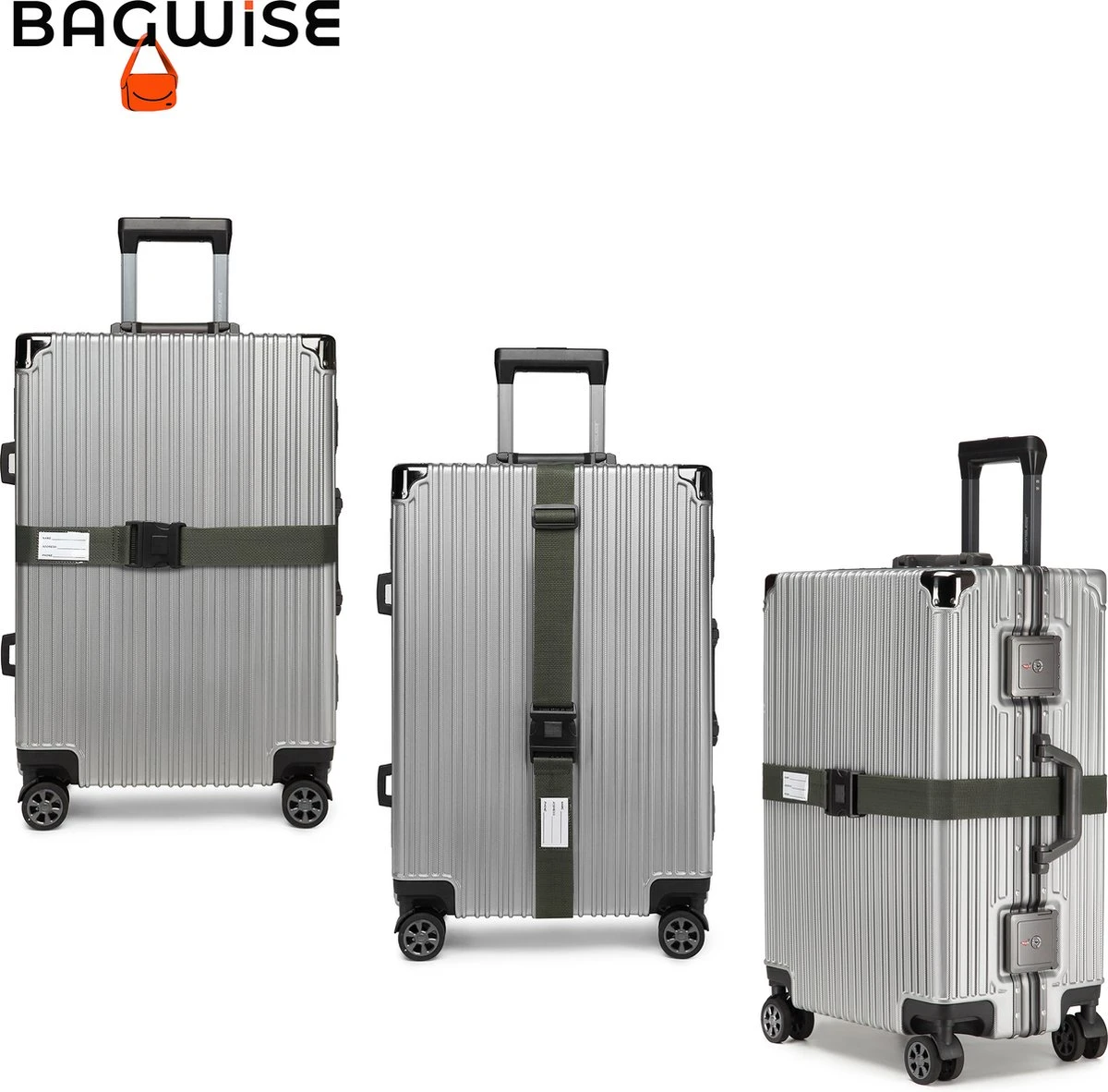 2 X Kofferriem - Bagage Band - Luggage Belt - Bagage Gordel - Met SlideLock En Adreslabel - Afstelbaar - 200cm X 5 Cm - Khaki 6 2 X Kofferriem - Bagage Band - Luggage Belt - Bagage Gordel - Met SlideLock En Adreslabel - Afstelbaar - 200cm X 5 Cm - Khaki - Afbeelding 6